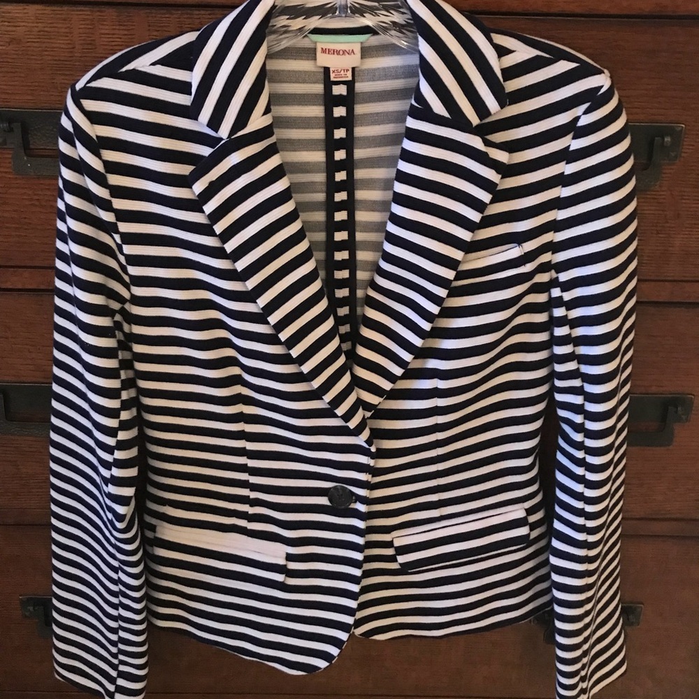 Great work jacket! Navy & white strips
